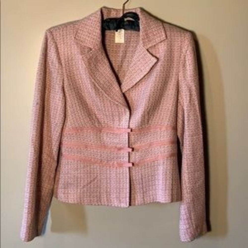 Jodi Kristopher Women's Pink Tweed Pencil Skirt Suit